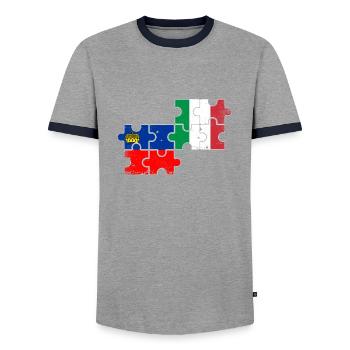 Liechtenstein Italie Vintage Drapeau - T-shirt contrasté Homme - gris/marine  - Devant - AI Model Female 172 light (172cm) & AI Model Male 178 light (178cm)