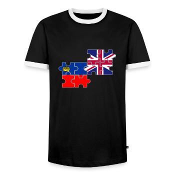 Liechtenstein UK Flag British Liechtensteiner - Men's Ringer Shirt - black/white - Front - AI Model Female 172 light (172cm) & AI Model Male 178 light (178cm)