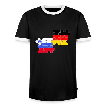 Slowenien Deutschland Flagge Deutsch Slowene - Männer Kontrast-T-Shirt - Schwarz/Weiß - Vorne - AI Model Female 172 light (172cm) & AI Model Male 178 light (178cm)