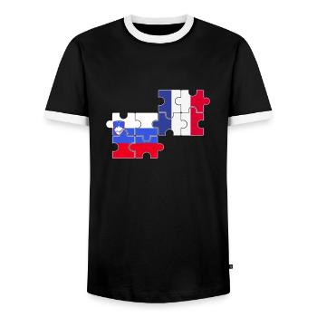 Slowenien Frankreich Flagge Franzose Slowene - Männer Kontrast-T-Shirt - Schwarz/Weiß - Vorne - AI Model Female 172 light (172cm) & AI Model Male 178 light (178cm)