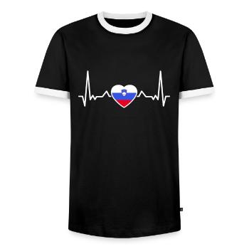 Slowenien Herzschlag Slowenische Flagge Slowene - Männer Kontrast-T-Shirt - Schwarz/Weiß - Vorne - AI Model Female 172 light (172cm) & AI Model Male 178 light (178cm)