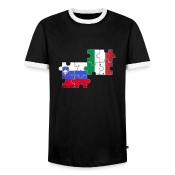 Slowenien Italien Vintage Flagge Italiener Slowene - Männer Kontrast-T-Shirt - Schwarz/Weiß - Vorne - AI Model Female 172 light (172cm) & AI Model Male 178 light (178cm)