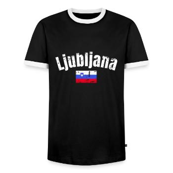 Ljubljana Vintage Slowenien Slowenische Flagge - Männer Kontrast-T-Shirt - Schwarz/Weiß - Vorne - AI Model Female 172 light (172cm) & AI Model Male 178 light (178cm)