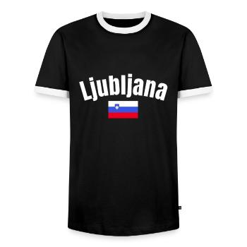 Ljubljana, Slovénie, Drapeau slovène, Slovène - T-shirt contrasté Homme - noir/blanc - Devant - AI Model Female 172 light (172cm) & AI Model Male 178 light (178cm)
