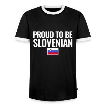 Proud To Be Slovenian Slowenien Slowenische Flagge - Männer Kontrast-T-Shirt - Schwarz/Weiß - Vorne - AI Model Female 172 light (172cm) & AI Model Male 178 light (178cm)
