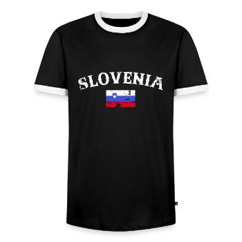 Slovenia Vintage Slowenien Flagge Slowene - Männer Kontrast-T-Shirt - Schwarz/Weiß - Vorne - AI Model Female 172 light (172cm) & AI Model Male 178 light (178cm)