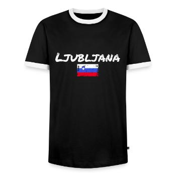 Ljubljana Vintage Slovenia Slovenian Flag - Men's Ringer Shirt - black/white - Front - AI Model Female 172 light (172cm) & AI Model Male 178 light (178cm)