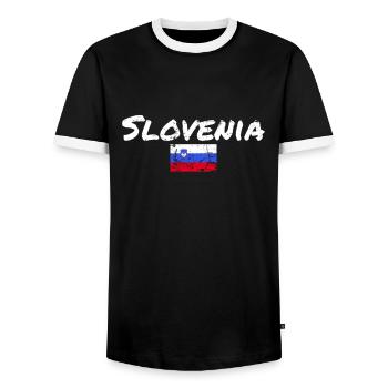 Slovénie Vintage Slovénie Drapeau slovène - T-shirt contrasté Homme - noir/blanc - Devant - AI Model Female 172 light (172cm) & AI Model Male 178 light (178cm)