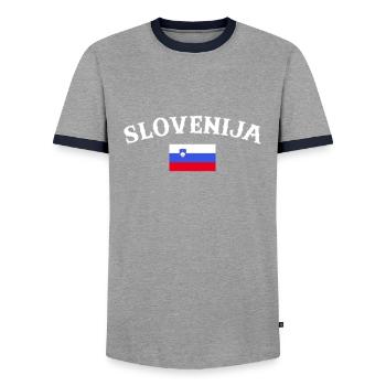 Slovenija Slowenien Slowenische Flagge Slowene - Männer Kontrast-T-Shirt - Grau/Navy  - Vorne - AI Model Female 172 light (172cm) & AI Model Male 178 light (178cm)