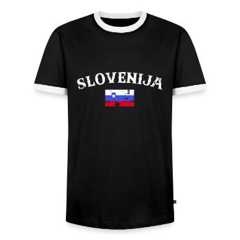 Slovénie Vintage Slovénie Drapeau slovène - T-shirt contrasté Homme - noir/blanc - Devant - AI Model Female 172 light (172cm) & AI Model Male 178 light (178cm)