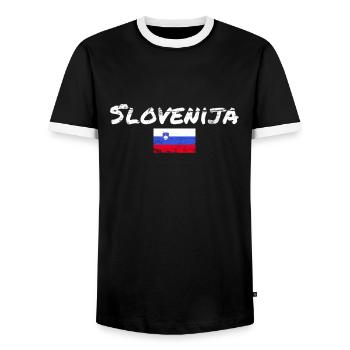 Slovenija Vintage Slowenien Flagge Slowene - Männer Kontrast-T-Shirt - Schwarz/Weiß - Vorne - AI Model Female 172 light (172cm) & AI Model Male 178 light (178cm)