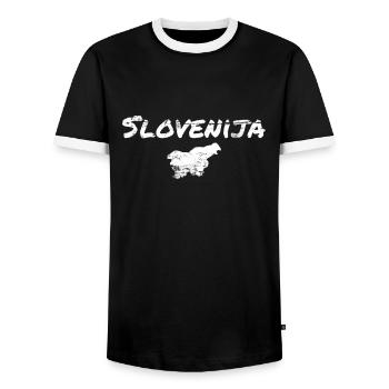 Slovenija Vintage Slovénie Slovène Slovène - T-shirt contrasté Homme - noir/blanc - Devant - AI Model Female 172 light (172cm) & AI Model Male 178 light (178cm)