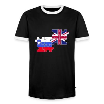 Slovenia UK Flag British Slovenian - Men's Ringer Shirt - black/white - Front - AI Model Female 172 light (172cm) & AI Model Male 178 light (178cm)