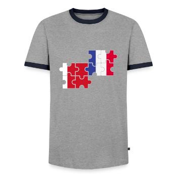 Dubai Frankreich Flagge Französisch Dubaier - Männer Kontrast-T-Shirt - Grau/Navy  - Vorne - AI Model Female 172 light (172cm) & AI Model Male 178 light (178cm)