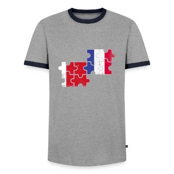 Dubai Frankreich Vintage Flagge Dubaier - Männer Kontrast-T-Shirt - Grau/Navy  - Vorne - AI Model Female 172 light (172cm) & AI Model Male 178 light (178cm)