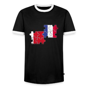 Dubai France Vintage Flag Dubaier - Men's Ringer Shirt - black/white - Front - AI Model Female 172 light (172cm) & AI Model Male 178 light (178cm)