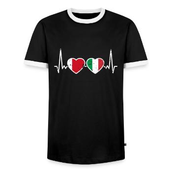 Dubai Italy Vintage Heartbeat Flag Dubai - Men's Ringer Shirt - black/white - Front - AI Model Female 172 light (172cm) & AI Model Male 178 light (178cm)