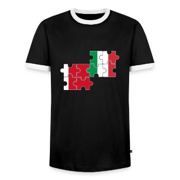 Dubai, Italy, Flag, Italian, Dubaier - Men's Ringer Shirt - black/white - Front - AI Model Female 172 light (172cm) & AI Model Male 178 light (178cm)