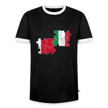 Dubaï, Italie, drapeau Vintage, italien, Dubaï - T-shirt contrasté Homme - noir/blanc - Devant - AI Model Female 172 light (172cm) & AI Model Male 178 light (178cm)