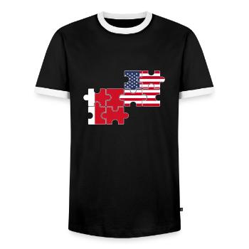 Dubai, USA, Flag, American, Dubaier - Men's Ringer Shirt - black/white - Front - AI Model Female 172 light (172cm) & AI Model Male 178 light (178cm)