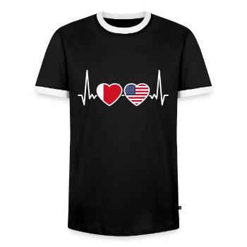 Dubaï, États-Unis, Heartbeat, Drapeau, Américain, Dubaier - T-shirt contrasté Homme - noir/blanc - Devant - AI Model Female 172 light (172cm) & AI Model Male 178 light (178cm)