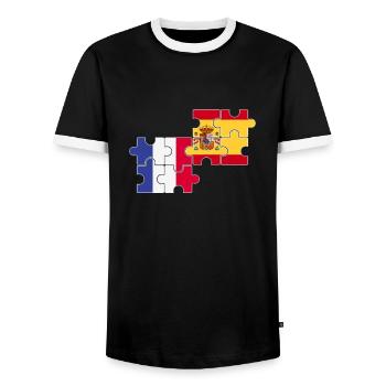 France Espagne Drapeau Espagnol Français - T-shirt contrasté Homme - noir/blanc - Devant - AI Model Female 172 light (172cm) & AI Model Male 178 light (178cm)