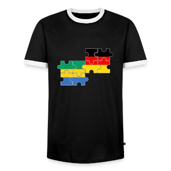 Gabon Allemagne Drapeau Gabonais allemand - T-shirt contrasté Homme - noir/blanc - Devant - AI Model Female 172 light (172cm) & AI Model Male 178 light (178cm)