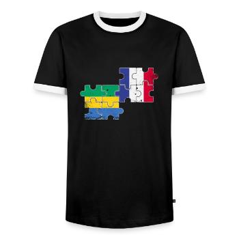 Gabon France Vintage Drapeau Gabonais - T-shirt contrasté Homme - noir/blanc - Devant - AI Model Female 172 light (172cm) & AI Model Male 178 light (178cm)