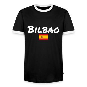 Bilbao Spanien Spanische Flagge Spanier - Männer Kontrast-T-Shirt - Schwarz/Weiß - Vorne - AI Model Female 172 light (172cm) & AI Model Male 178 light (178cm)
