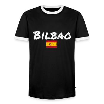 Bilbao Vintage Spanien Spanische Flagge Spanier - Männer Kontrast-T-Shirt - Schwarz/Weiß - Vorne - AI Model Female 172 light (172cm) & AI Model Male 178 light (178cm)