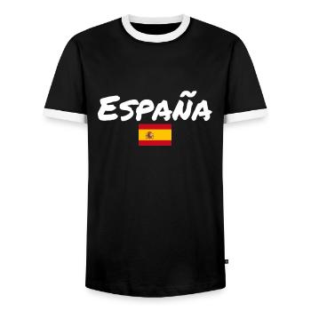 España Spain Spanish Flag Spaniards - Men's Ringer Shirt - black/white - Front - AI Model Female 172 light (172cm) & AI Model Male 178 light (178cm)