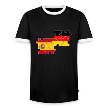 Spanien Deutschland Flagge Deutscher Spanier - Männer Kontrast-T-Shirt - Schwarz/Weiß - Vorne - AI Model Female 172 light (172cm) & AI Model Male 178 light (178cm)