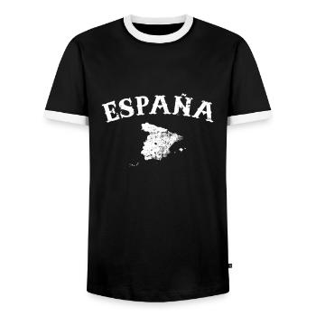 España Vintage Spanien Karte Spanische Spanier - Männer Kontrast-T-Shirt - Schwarz/Weiß - Vorne - AI Model Female 172 light (172cm) & AI Model Male 178 light (178cm)