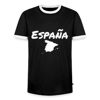 España Spanien Karte Spanische Spanier - Männer Kontrast-T-Shirt - Schwarz/Weiß - Vorne - AI Model Female 172 light (172cm) & AI Model Male 178 light (178cm)