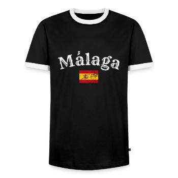 Malaga Vintage Spanien Spanische Flagge Spanier - Männer Kontrast-T-Shirt - Schwarz/Weiß - Vorne - AI Model Female 172 light (172cm) & AI Model Male 178 light (178cm)