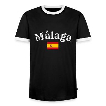 Malaga, Spain, Spanish flag, Spaniards - Men's Ringer Shirt - black/white - Front - AI Model Female 172 light (172cm) & AI Model Male 178 light (178cm)