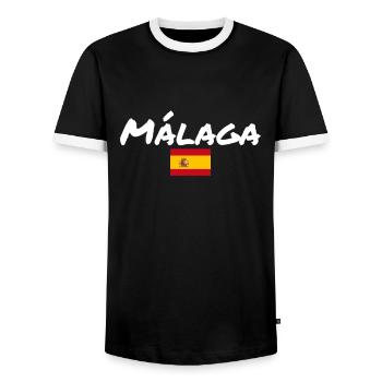 Malaga Spanien Spanische Flagge Spanier - Männer Kontrast-T-Shirt - Schwarz/Weiß - Vorne - AI Model Female 172 light (172cm) & AI Model Male 178 light (178cm)