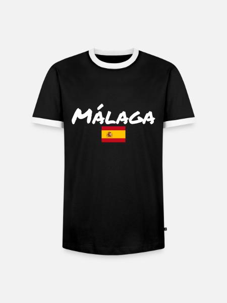 Malaga, Spanje, Spaanse vlag, Spanjaarden - Mannen contrastshirt - zwart/wit
