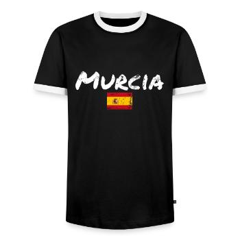 Murcie Espagne Vintage drapeau espagnol espagnol - T-shirt contrasté Homme - noir/blanc - Devant - AI Model Female 172 light (172cm) & AI Model Male 178 light (178cm)