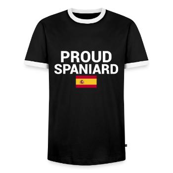 Proud Spaniard Spanien Spanische Flagge Spanier - Männer Kontrast-T-Shirt - Schwarz/Weiß - Vorne - AI Model Female 172 light (172cm) & AI Model Male 178 light (178cm)