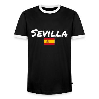 Sevilla Spanien Spanische Flagge Spanier - Männer Kontrast-T-Shirt - Schwarz/Weiß - Vorne - AI Model Female 172 light (172cm) & AI Model Male 178 light (178cm)