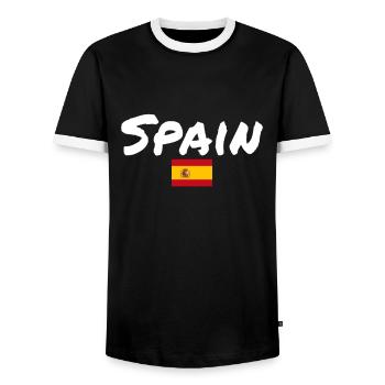 Spain Spain Spanish Flag Spaniards - Men's Ringer Shirt - black/white - Front - AI Model Female 172 light (172cm) & AI Model Male 178 light (178cm)