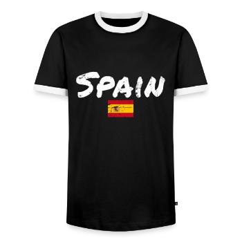 Spain Vintage Spanien Spanische Flagge Spanier - Männer Kontrast-T-Shirt - Schwarz/Weiß - Vorne - AI Model Female 172 light (172cm) & AI Model Male 178 light (178cm)