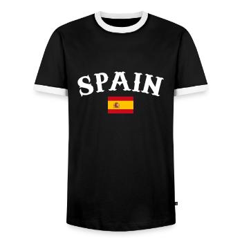 Spain Spanien Spanische Flagge Spanier - Männer Kontrast-T-Shirt - Schwarz/Weiß - Vorne - AI Model Female 172 light (172cm) & AI Model Male 178 light (178cm)