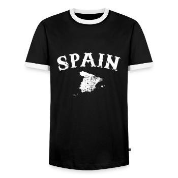 Spain Vintage Spanien Karte Spanische Spanier - Männer Kontrast-T-Shirt - Schwarz/Weiß - Vorne - AI Model Female 172 light (172cm) & AI Model Male 178 light (178cm)