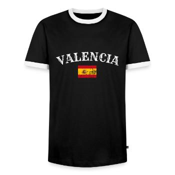 Valencia Vintage Spanien Spanische Flagge Spanier - Männer Kontrast-T-Shirt - Schwarz/Weiß - Vorne - AI Model Female 172 light (172cm) & AI Model Male 178 light (178cm)