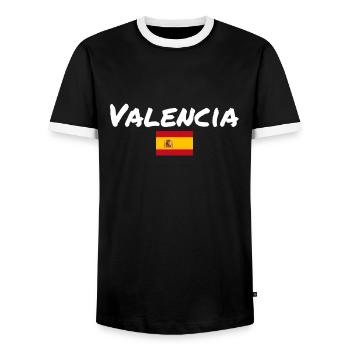 Valencia Spanien Spanische Flagge Spanier - Männer Kontrast-T-Shirt - Schwarz/Weiß - Vorne - AI Model Female 172 light (172cm) & AI Model Male 178 light (178cm)