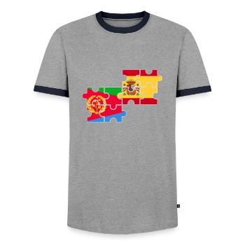 Eritrea Spain Flag Spanish Eritrean - Men's Ringer Shirt - grey/navy  - Front - AI Model Female 172 light (172cm) & AI Model Male 178 light (178cm)