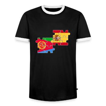 Eritrea Spanien Flagge Spanisch Eritreer - Männer Kontrast-T-Shirt - Schwarz/Weiß - Vorne - AI Model Female 172 light (172cm) & AI Model Male 178 light (178cm)