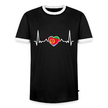 Eritrea Heartbeat Eritrean Flag Eritrean - Men's Ringer Shirt - black/white - Front - AI Model Female 172 light (172cm) & AI Model Male 178 light (178cm)